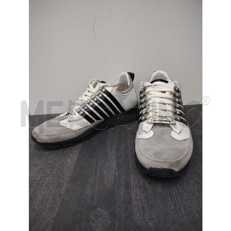 SCARPE UOMO DSQUARED BIANCHE RIGHINE NERE | Mercatino dell'Usato Settimo torinese 1