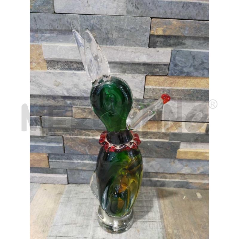 SCULTURA PICCOLA VETRO MURANO VERDE CON NASO ROSSO | Mercatino dell'Usato Settimo torinese 1