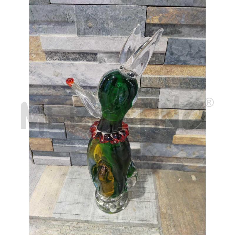 SCULTURA PICCOLA VETRO MURANO VERDE CON NASO ROSSO | Mercatino dell'Usato Settimo torinese 2
