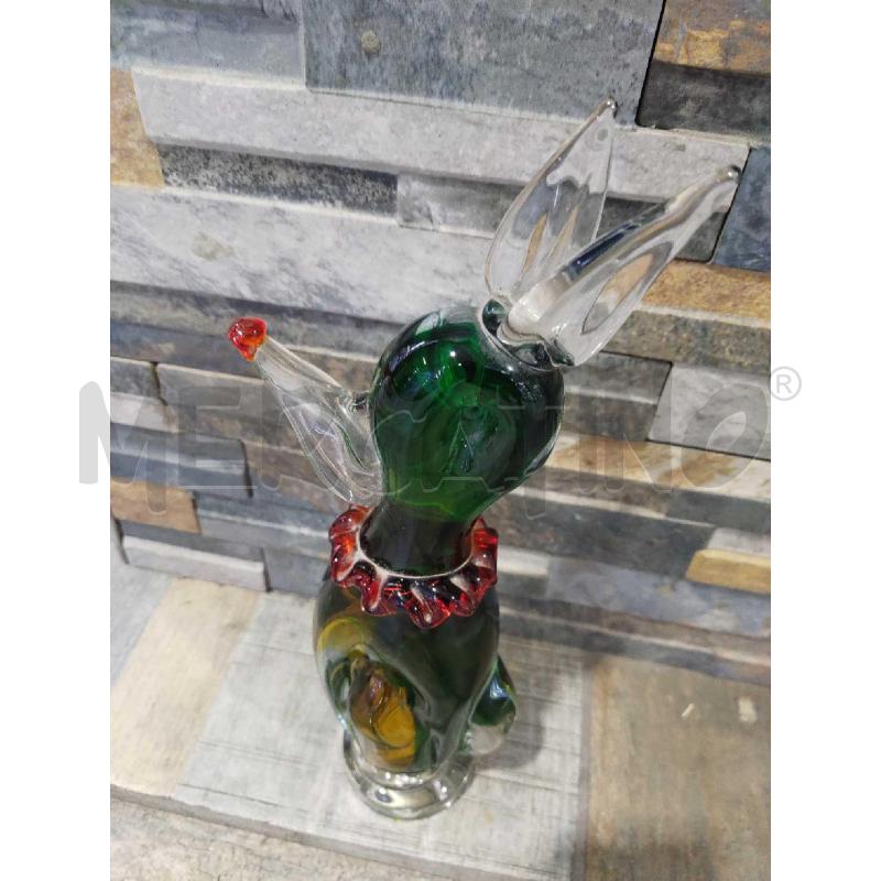 SCULTURA PICCOLA VETRO MURANO VERDE CON NASO ROSSO | Mercatino dell'Usato Settimo torinese 3