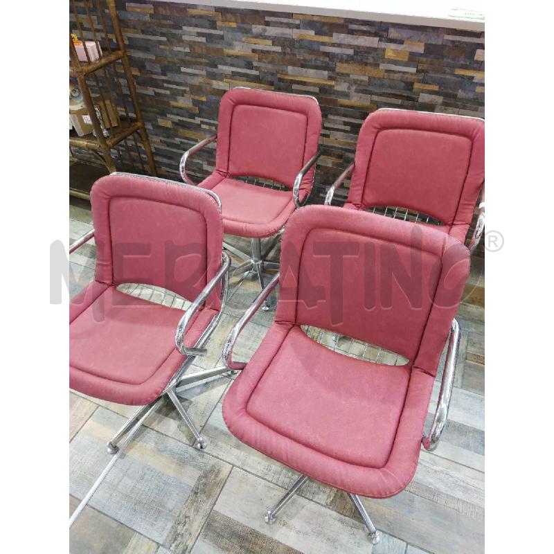 SEDIE DESIGN ROSSE CROMATE 4 PZ  | Mercatino dell'Usato Settimo torinese 3