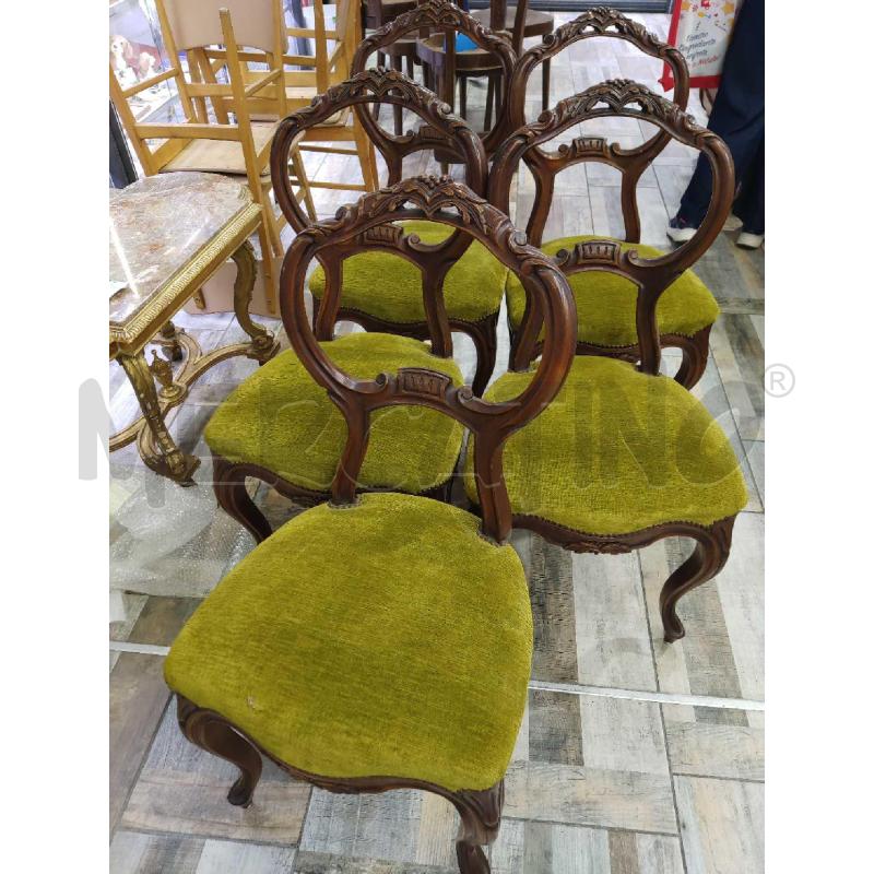 SEDIE PZ. 5 STILE OTTOCENTO SEDUTA VERDE | Mercatino dell'Usato Settimo torinese 1