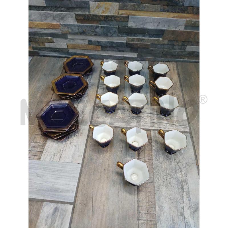 SERVIZIO TAZZINE BLU CON BORDO ORO ECHT COBALT | Mercatino dell'Usato Settimo torinese 1