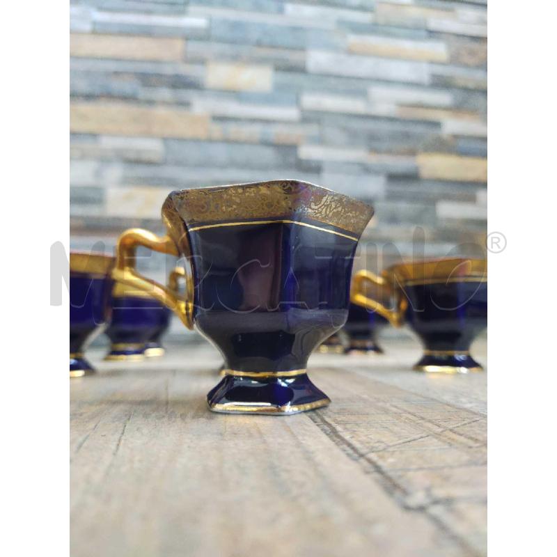 SERVIZIO TAZZINE BLU CON BORDO ORO ECHT COBALT | Mercatino dell'Usato Settimo torinese 2