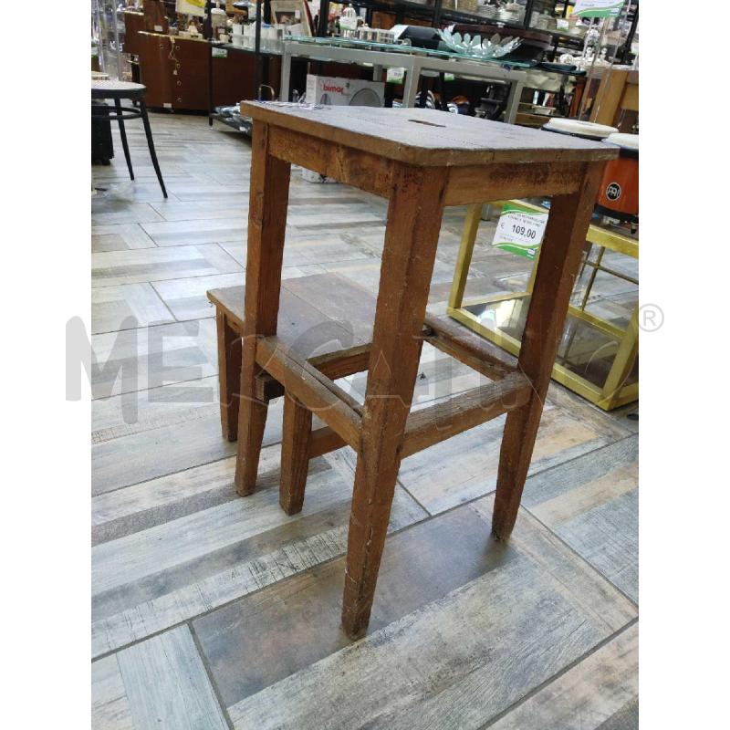 SGABELLO SCALETTA LEGNO ARTIGIANALE  | Mercatino dell'Usato Settimo torinese 4
