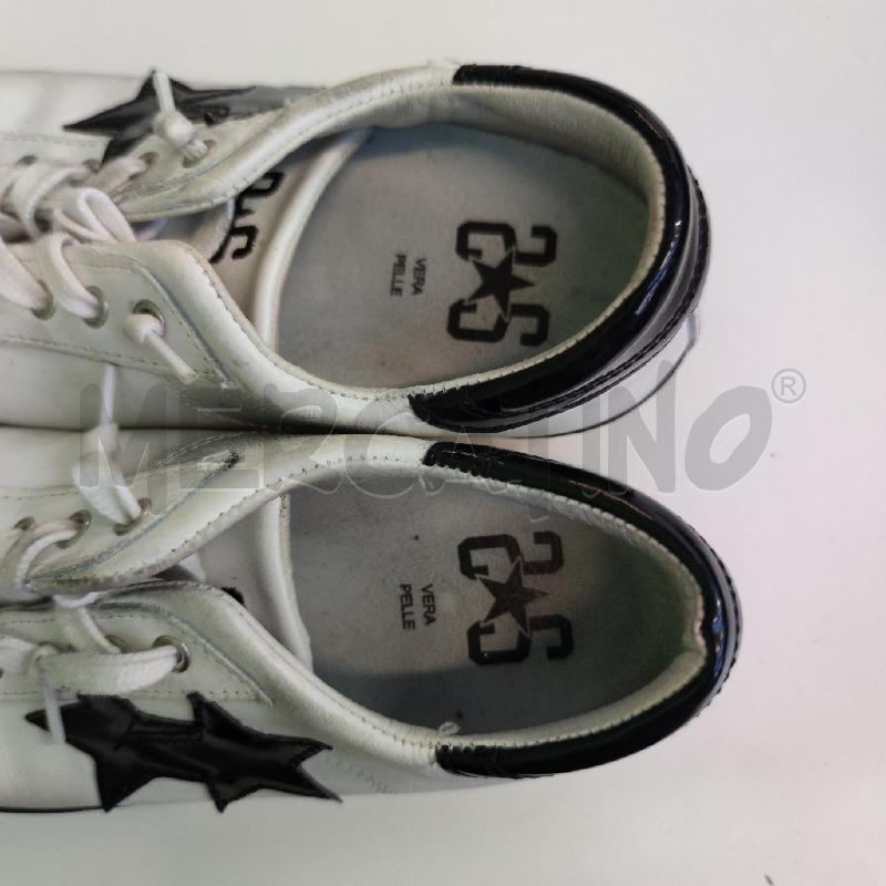 SNEAKERS DONNA 2 STAR BIANCHE NERE PELLE  | Mercatino dell'Usato Settimo torinese 3