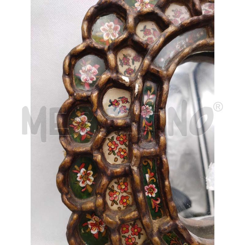SPECCHIO OVALE CON FIORI BIANCHI E VERDE | Mercatino dell'Usato Settimo torinese 2
