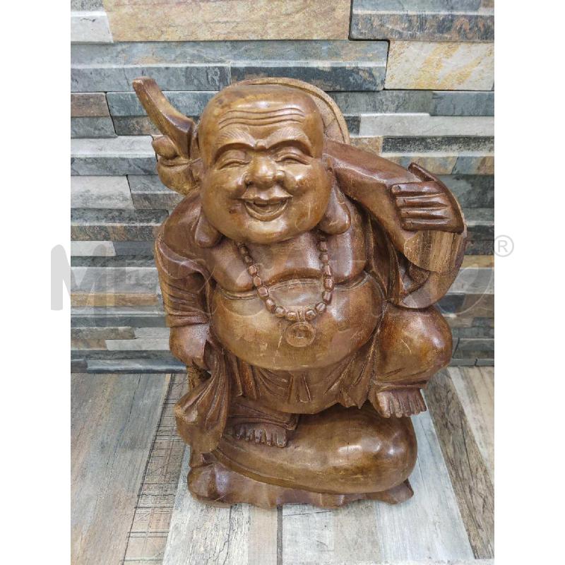 STATUA BUDDHA VIAGGIATORE LEGNO INTARSIATO | Mercatino dell'Usato Settimo torinese 1