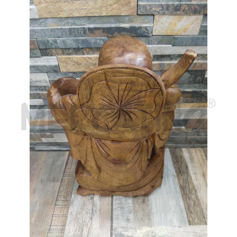 STATUA BUDDHA VIAGGIATORE LEGNO INTARSIATO | Mercatino dell'Usato Settimo torinese 2
