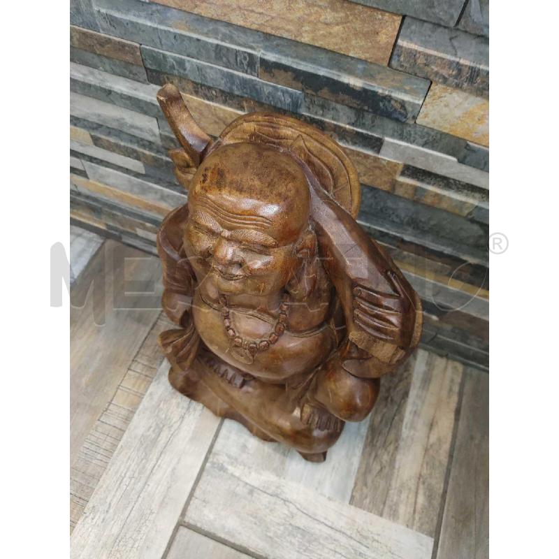 STATUA BUDDHA VIAGGIATORE LEGNO INTARSIATO | Mercatino dell'Usato Settimo torinese 3