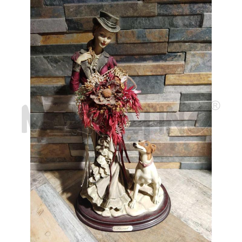 STATUA CAPODIMONTE BERGER PASCAL SIGNORA CON FIORI E CANE | Mercatino dell'Usato Settimo torinese 1