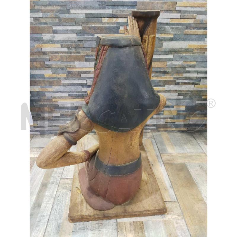 STATUA ETNICA MARRONE EGIZIANA LEGNO | Mercatino dell'Usato Settimo torinese 3