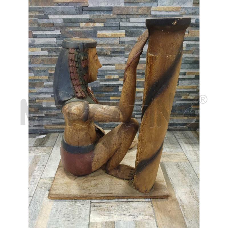 STATUA ETNICA MARRONE EGIZIANA LEGNO | Mercatino dell'Usato Settimo torinese 5