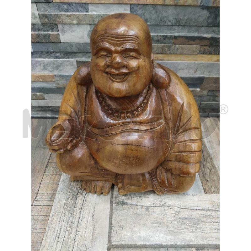 STATUA LEGNO BUDDHA INTARSIATA 33 CM  | Mercatino dell'Usato Settimo torinese 1