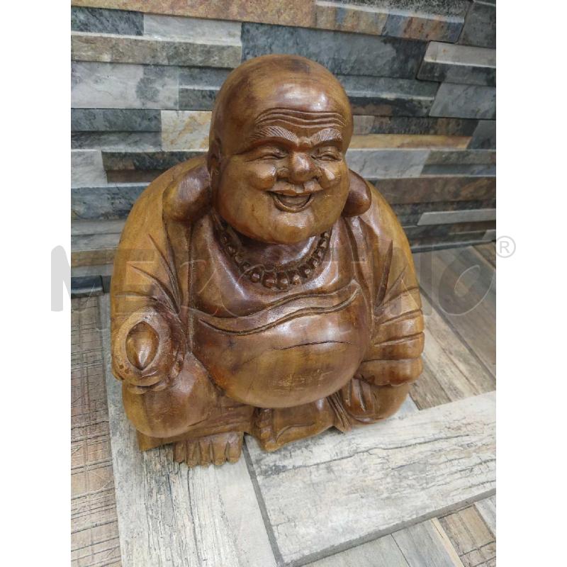 STATUA LEGNO BUDDHA INTARSIATA 33 CM  | Mercatino dell'Usato Settimo torinese 2