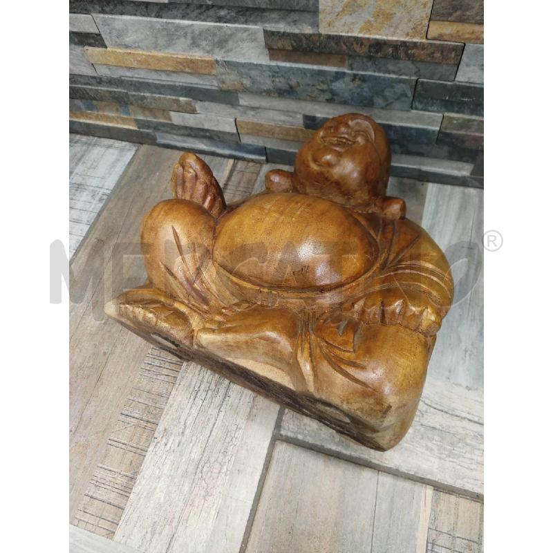STATUA LEGNO BUDDHA INTARSIATA 33 CM  | Mercatino dell'Usato Settimo torinese 4