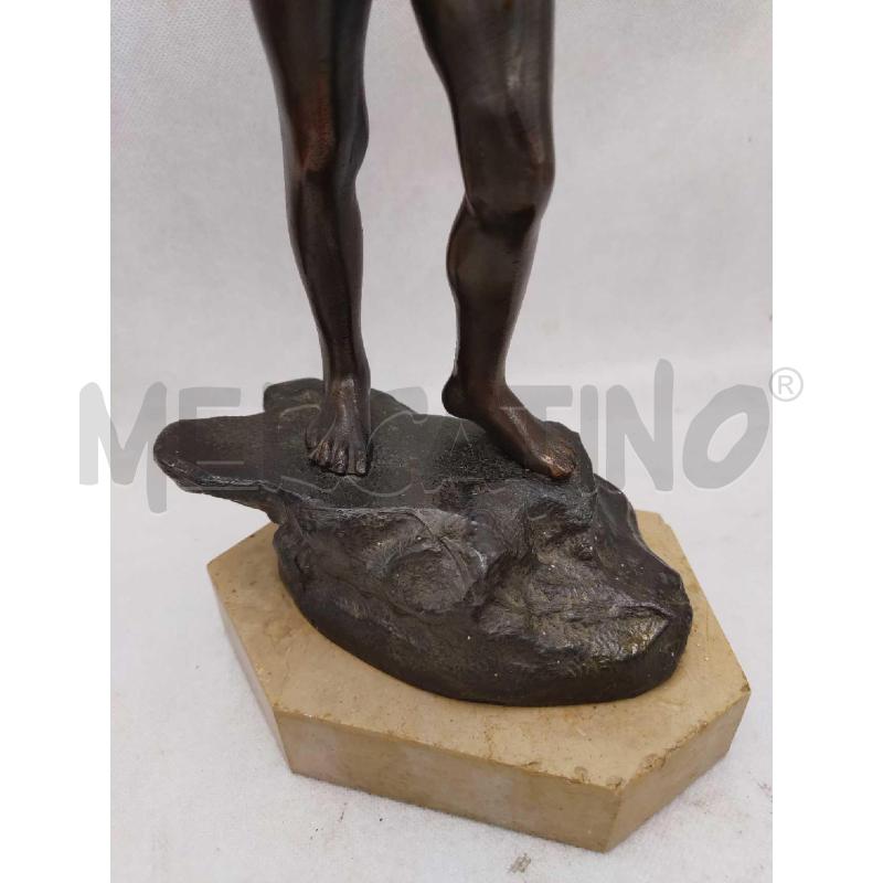 STATUINA BRONZO BAMBINO CON CESTINO P.UCCELLO NAPOLI | Mercatino dell'Usato Settimo torinese 3