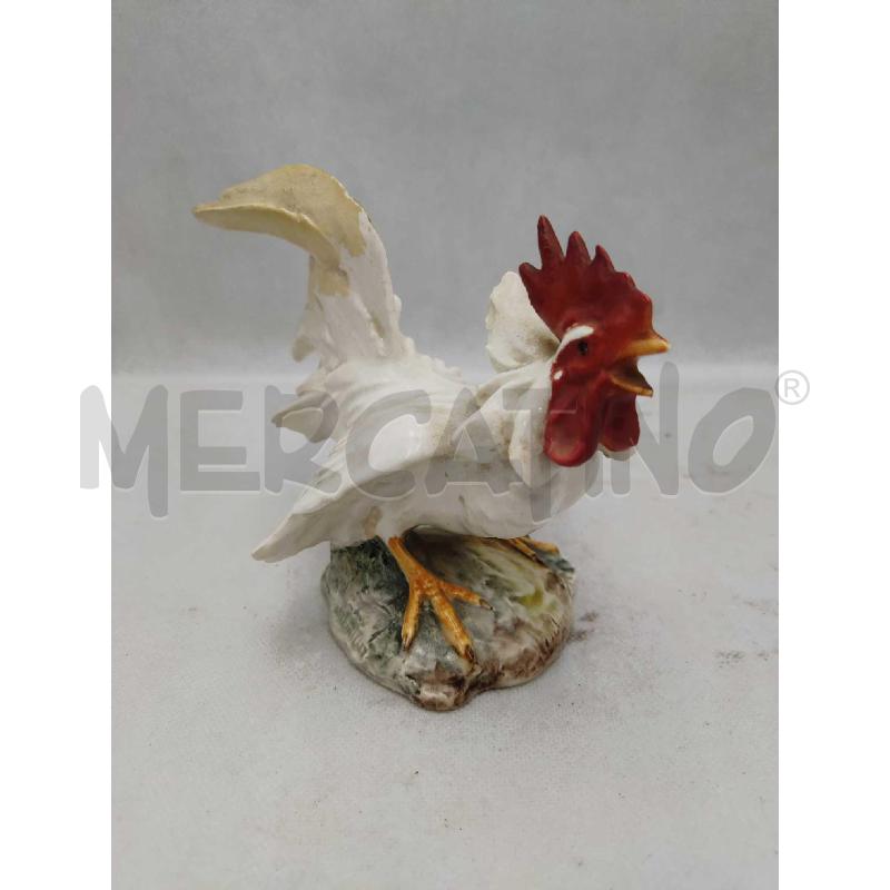 STATUINA CERAMICA BIANCA GALLO ACCOVACCIATO | Mercatino dell'Usato Settimo torinese 1