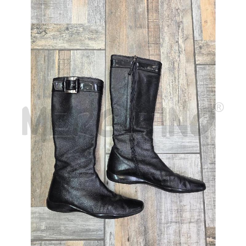 STIVALI DONNA PRADA PELLE NERA FIBBIA ARGENTATA LOGGATA | Mercatino dell'Usato Settimo torinese 1