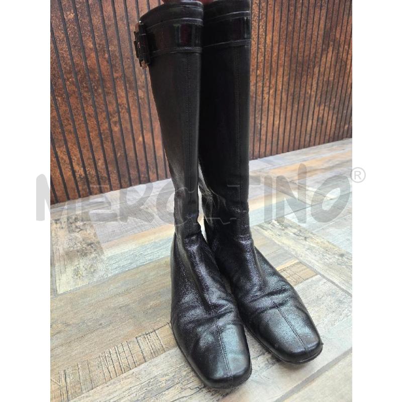 STIVALI DONNA PRADA PELLE NERA FIBBIA ARGENTATA LOGGATA | Mercatino dell'Usato Settimo torinese 3