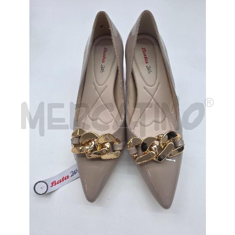 TACCHI BATA BEIGE PUNTA CATENA DORATA | Mercatino dell'Usato Settimo torinese 1