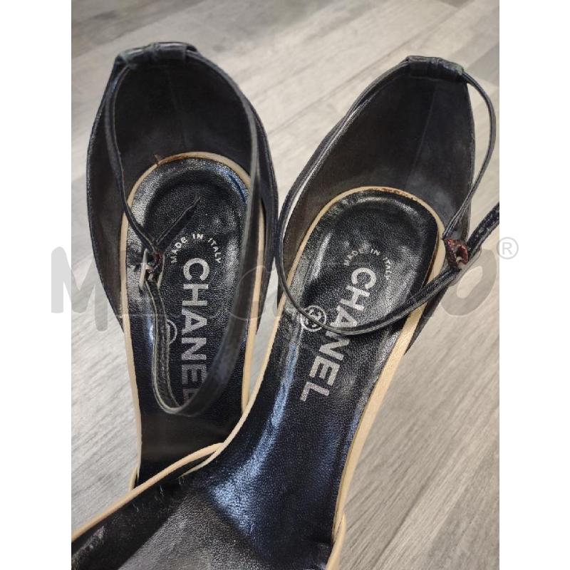 TACCHI CHANEL PELLE BEIGE PUNTA NERA TACCO METALLICO | Mercatino dell'Usato Settimo torinese 4