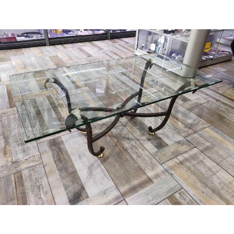 TAVOLINO FERRO BATTUTO VETRO SMUSSATO DA SALOTTO  | Mercatino dell'Usato Settimo torinese 3