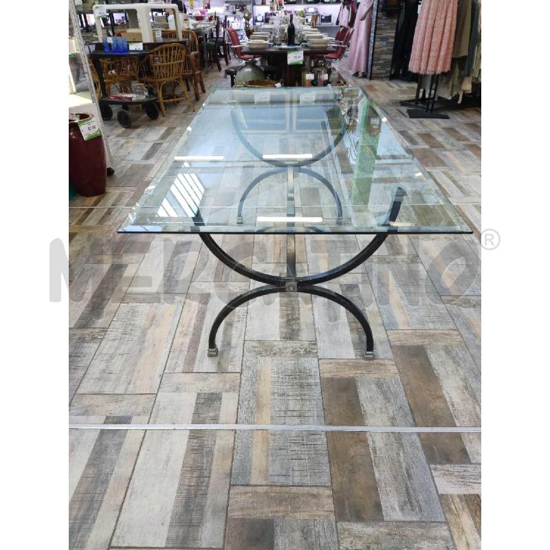 TAVOLO FERRO BATTUTO CRISTALLO DESIGN GAMBE CURVE | Mercatino dell'Usato Settimo torinese 3
