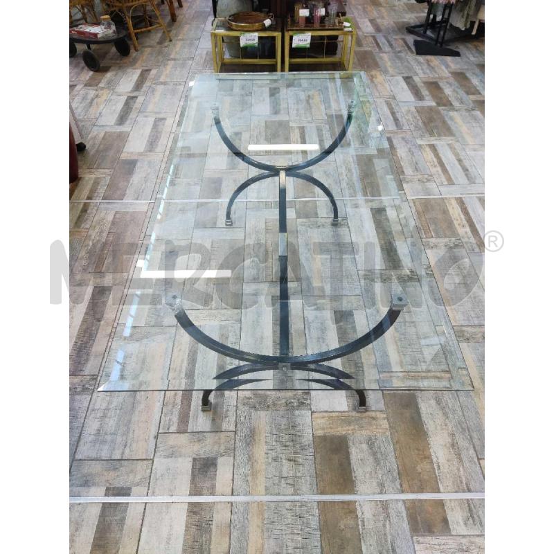 TAVOLO FERRO BATTUTO CRISTALLO DESIGN GAMBE CURVE | Mercatino dell'Usato Settimo torinese 4