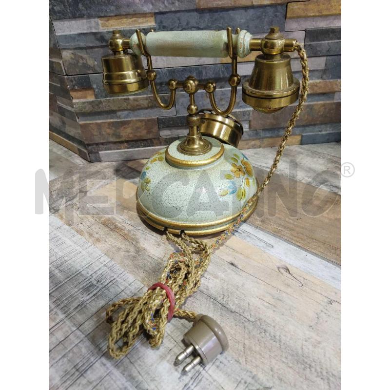 TELEFONO CORNETTA VINTAGE AZZURRO CON MOTIVI FLOREALI | Mercatino dell'Usato Settimo torinese 3
