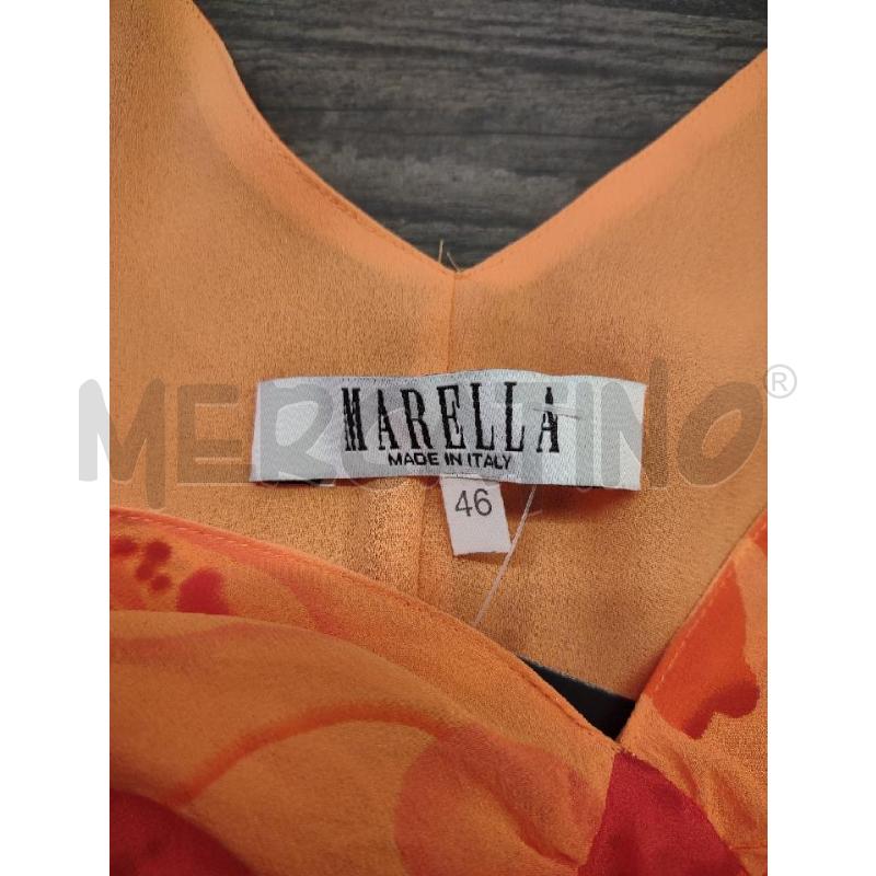 TOP MARLLA SCOLLO V ARANCIONE FIORI SETA | Mercatino dell'Usato Settimo torinese 3