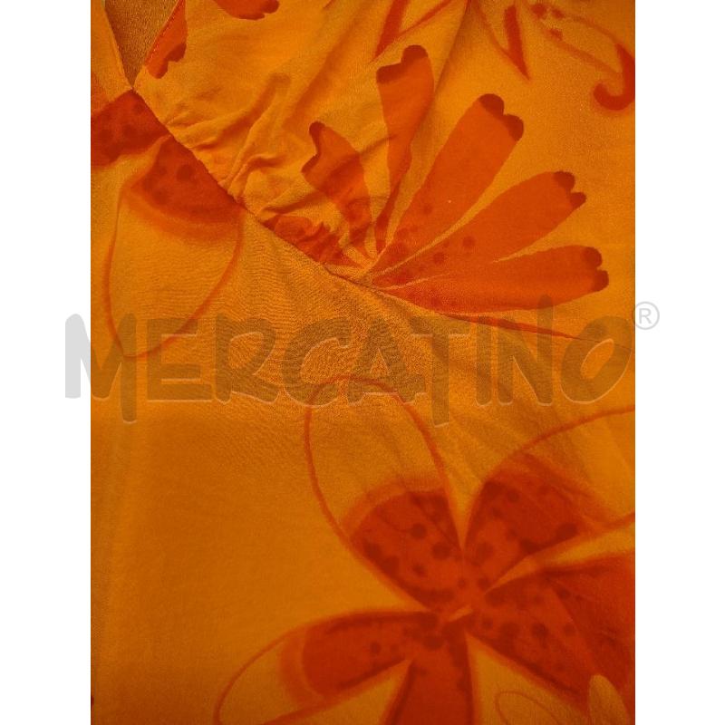 TOP MARLLA SCOLLO V ARANCIONE FIORI SETA | Mercatino dell'Usato Settimo torinese 4