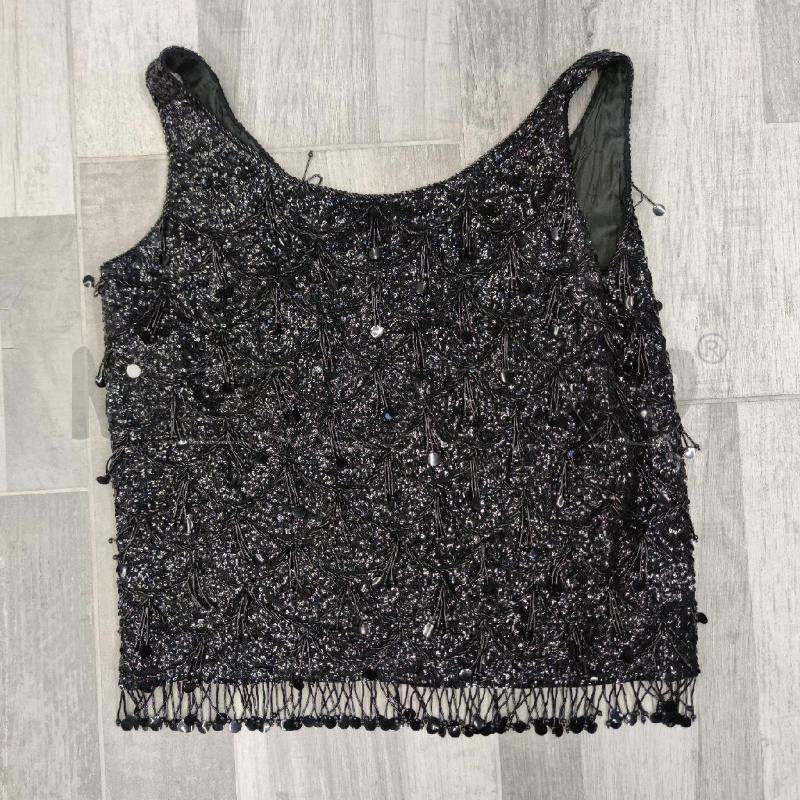 TOP PAILLETTES PERLINE BEIGE/NERO | Mercatino dell'Usato Settimo torinese 1