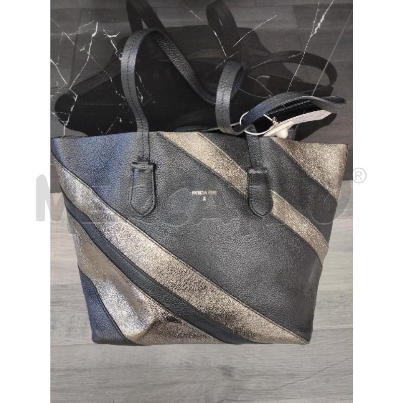 TOTE BAG PATRIZIA PETE PELLE NERA/ORO | Mercatino dell'Usato Settimo torinese 1