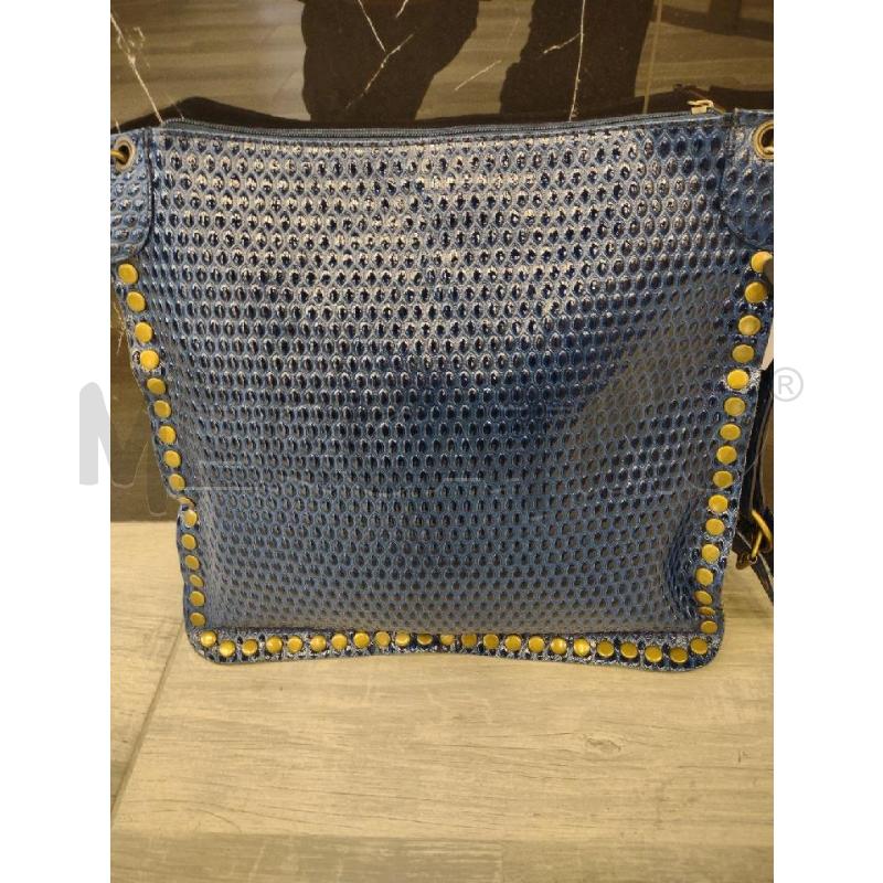 TRACOLLA DONNA PELLE BLU BORCHIE DORATE | Mercatino dell'Usato Settimo torinese 1