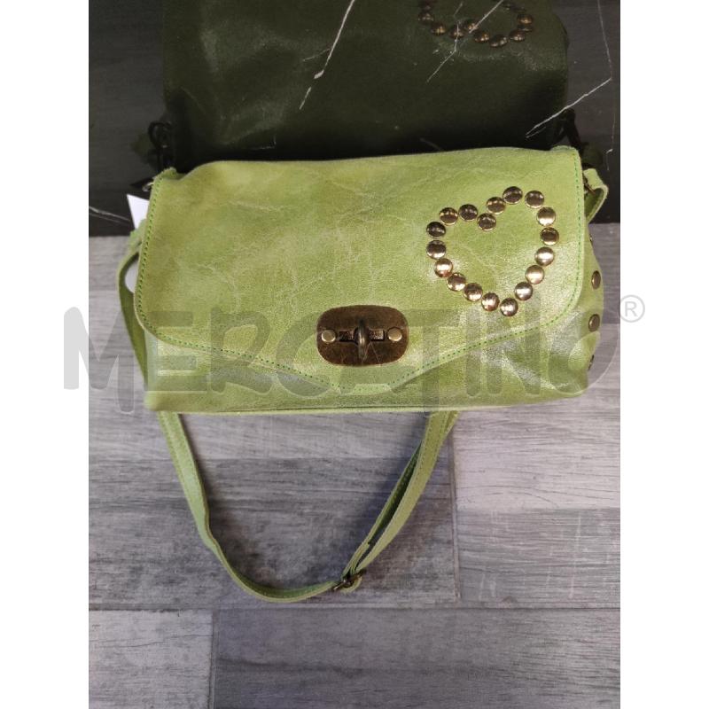 TRACOLLA DONNA PELLE VERDE ACIDO BORCHIETTE | Mercatino dell'Usato Settimo torinese 1