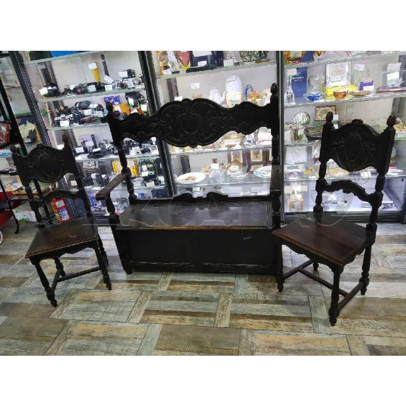 TRITTICO ROVERE PANCA CON DUE SEDIE INIZI 900 | Mercatino dell'Usato Settimo torinese 1