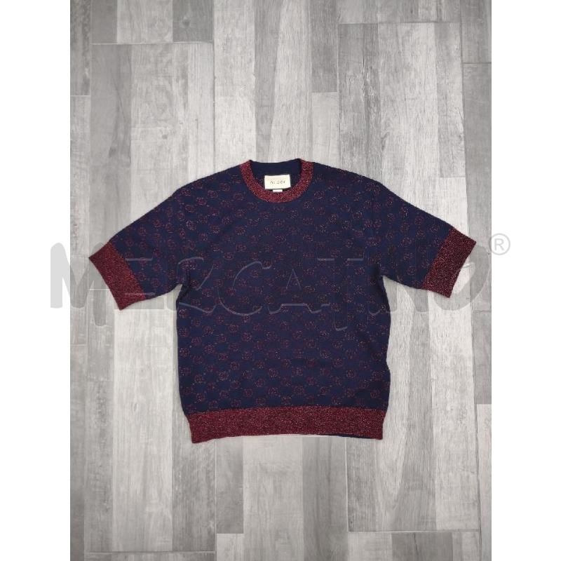 T SHIRT DONNA GUCCI BLU NOTTE MULTILOGO LUREX BORDEAUX | Mercatino dell'Usato Settimo torinese 1
