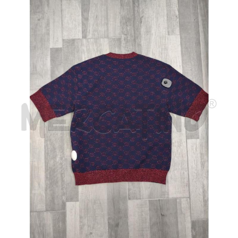 T SHIRT DONNA GUCCI BLU NOTTE MULTILOGO LUREX BORDEAUX | Mercatino dell'Usato Settimo torinese 2