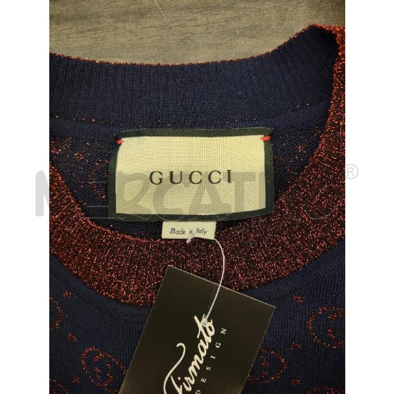 T SHIRT DONNA GUCCI BLU NOTTE MULTILOGO LUREX BORDEAUX | Mercatino dell'Usato Settimo torinese 3