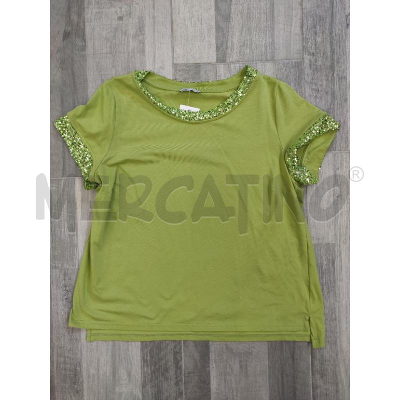 T SHIRT DONNA VERDE ACIDO PAILLETTES | Mercatino dell'Usato Settimo torinese 1