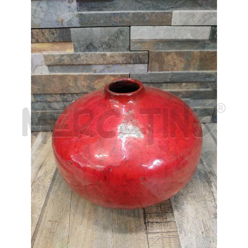 VASO CERAMICA ROSSO SMALTATO BOMBATO | Mercatino dell'Usato Settimo torinese 1