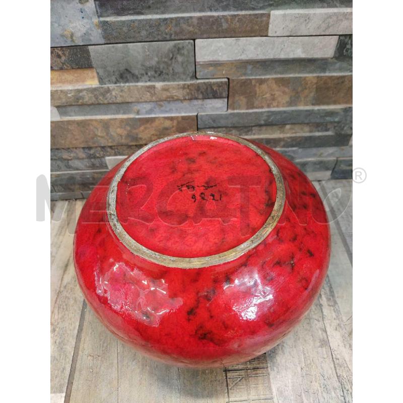 VASO CERAMICA ROSSO SMALTATO BOMBATO | Mercatino dell'Usato Settimo torinese 3