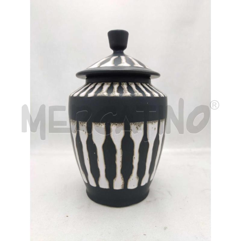VASO EDG NERO CON COPERCHIO RIGHE BIANCHE | Mercatino dell'Usato Settimo torinese 1