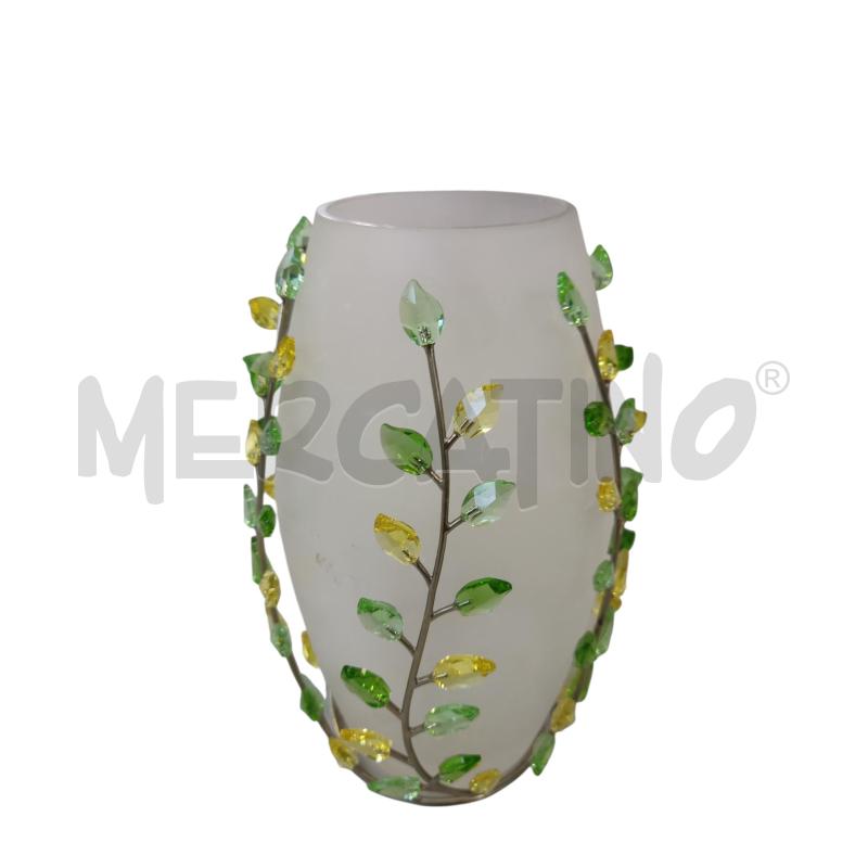 VASO SWARVOSKI CON FOGLIE VERDE E GIALLO | Mercatino dell'Usato Settimo torinese 1