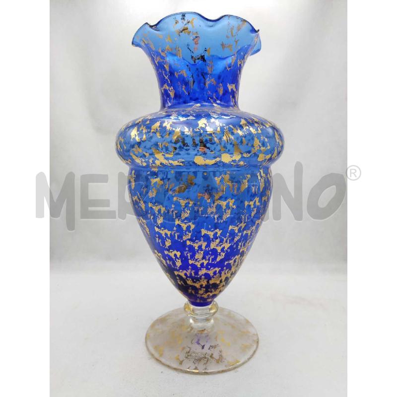 VASO VETRO SOFFIATO MURANO LIKE BROWN BLU ORO  | Mercatino dell'Usato Settimo torinese 1