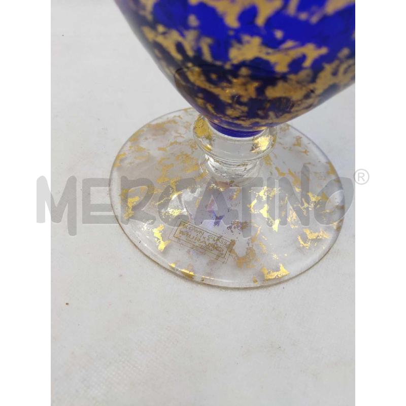 VASO VETRO SOFFIATO MURANO LIKE BROWN BLU ORO  | Mercatino dell'Usato Settimo torinese 4