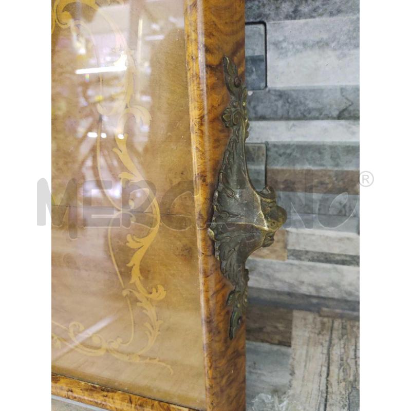 VASSOIO LEGNO INTARSIATO CON MANICI METALLO | Mercatino dell'Usato Settimo torinese 3