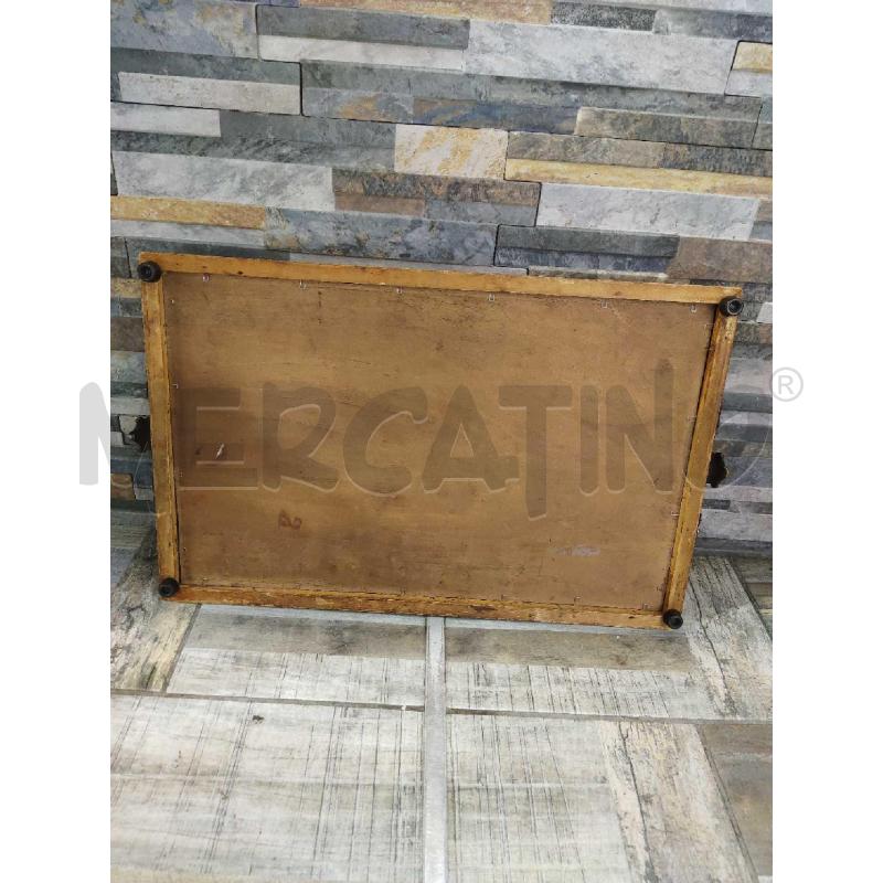 VASSOIO LEGNO INTARSIATO CON MANICI METALLO | Mercatino dell'Usato Settimo torinese 4