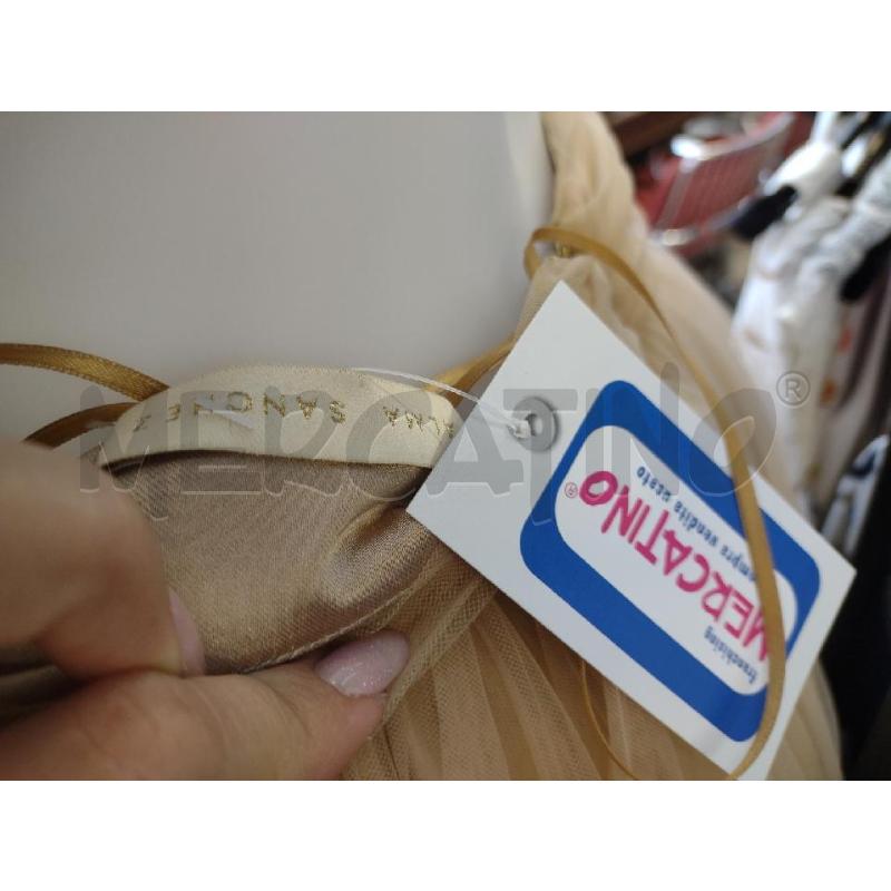 VESTITO ALMA SANCHEZ BEIGE TULLE CON PASHMINA ANELLO | Mercatino dell'Usato Settimo torinese 3
